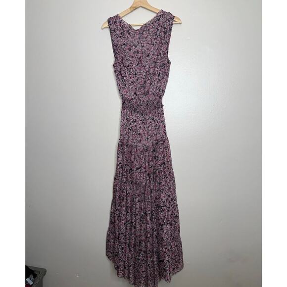 Misa Los Angeles Floral Hollen Maxi Dress Synched Waist Pink/White Size Medium - Picture 8 of 9